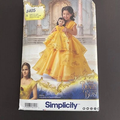Muñeca Simplicity 8405 Disney Belle Live Action La Bella y la Bestia talla 3-8 y 18" UC Foto 1 de 4