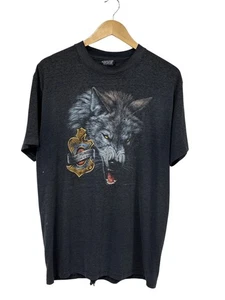 Vintage 1982 Harley Davidson 3D Emblem Wolf Biker Graphic Tee Size XL - Picture 1 of 4