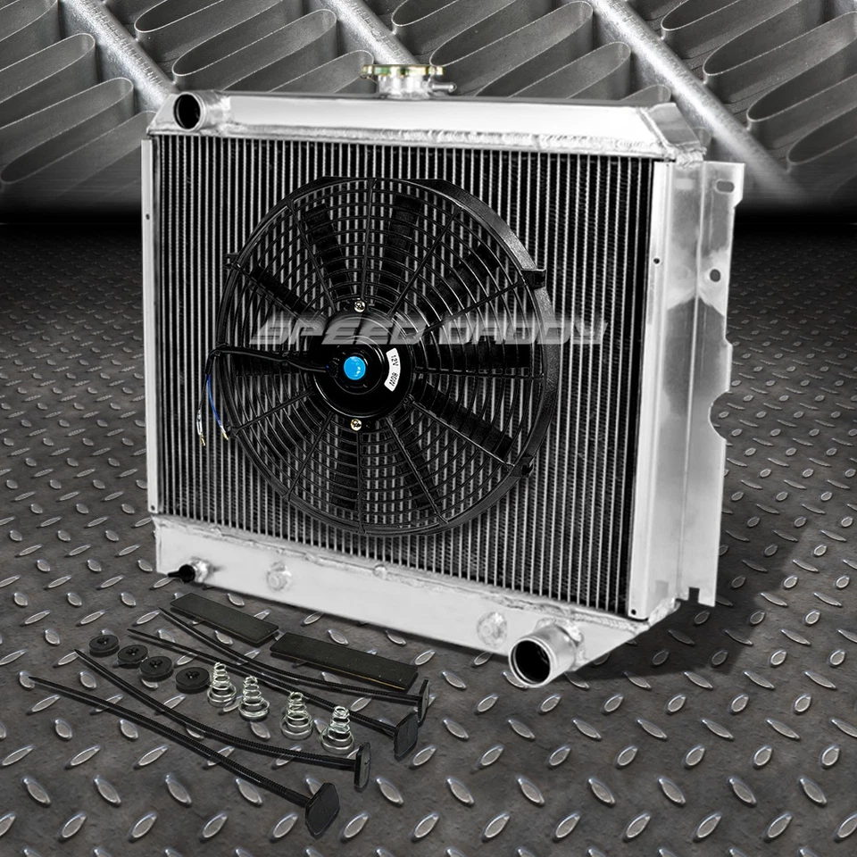 RADIADOR ALUMINIO 3 FILAS + VENTILADOR 1X14" NEGRO PARA CORONA CARGADOR DODGE CHALLENGE 70-73 Foto 1 de 4