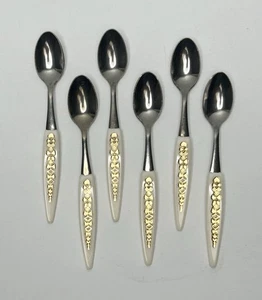 MCM Vintage Demitassse Löffel Japan Edelstahl Creme Gold Melamin 6er Set - Bild 1 von 7