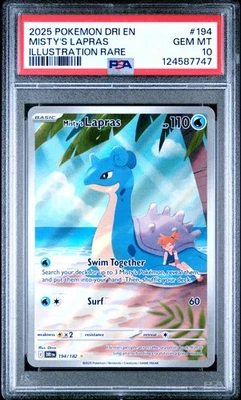 2025 POKEMON DRI EN-DESTINED RIVALS ILLUSTRATION RARE #194 MISTY'S LAPRAS PSA 10 - Image 1 of 2