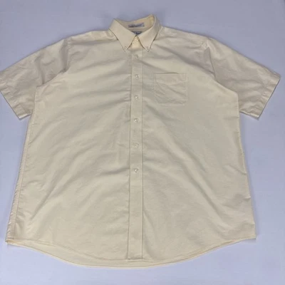 LL BEAN Shirt Mens XXL 17 Reg Yellow Short Sleeve Button Down Oxford Cotton - Image 1 of 4