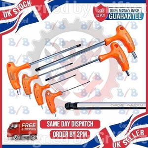 T BAR HEX KEY SET TEE TYPE HANDLE ALLEN BALL POINT ENDED EXTRA LONG HANDLE H2-H8 - Picture 1 of 4