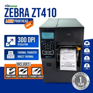 NEW PRINTHEAD Zebra ZT410 Thermal Label Printer 300 dpi Peel Rewind 1YR WARRANTY - Picture 1 of 15