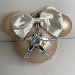 Disney Skizzenbuch Minnie Symbol Schmuck Rosegold Glaskugel Ornament mit Schleife Neu mit Etikett - Bild 1 von 1