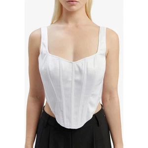 Bardot -1630 Canotta corsetto bianco avorio senza maniche aderente cropped donna XS - Foto 1 di 11