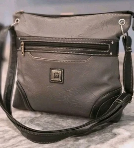 Stone Mountain Crossbody Or Shoulder Gray/Black Handbag Silver Decore Beauty - Picture 1 of 23