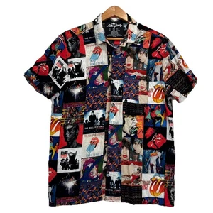 The Rolling Stones copertina album stampa all over camicia hawaiana con bottoni M adulto - Foto 1 di 8