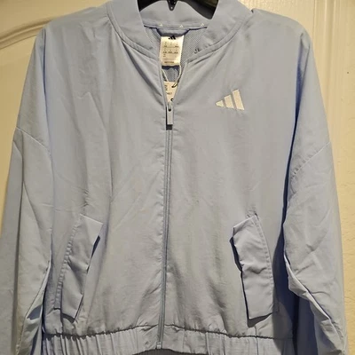 Chaqueta de Pista Adidas Para Mujer, Azul Claro, 3 Rayas, Pequeña Correr/Gimnasio Entrenamiento Foto 1 de 4