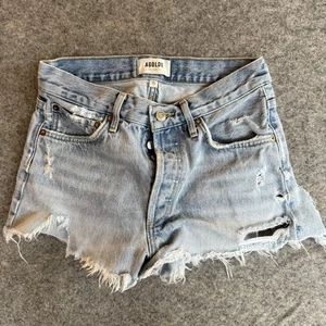 Pantalones Cortos AGOLDE Parker Para Mujer 25 Azul Denim Tiro Alto Desgastado Corte Dobladillo Crudo - Imagen 1 de 11