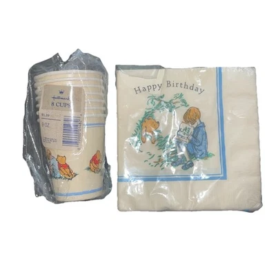 Juego de 8 servilletas y tazas Hallmark Winnie The Pooh 1986 de colección nuevas en paquete raras Foto 1 de 4