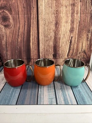 Juego de 3 tazas de mula de cobre Laughlin FIESTA - escarlata, turquesa, amapola Foto 1 de 4