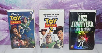 Toy Story 1 & 2, and Buzz Lightyear Star Command VHS Clamshell TESTED & WORKING - Image 1 of 4