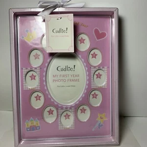 New Cudlie Picture Frame Baby Monthly Images Pink "Play Zone" 9.6” x 7” Ceramic - Picture 1 of 5