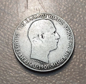 GRECIA GREECE CRETA 1 DRACMA 1 DRACHMA 1901 ESCASA SCARCE - Bild 1 von 2