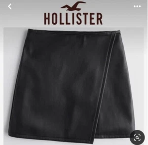 Gonna Hollister taglia Larfe nera ecopelle e avvolgente corta mini vita ultra alta - Foto 1 di 12