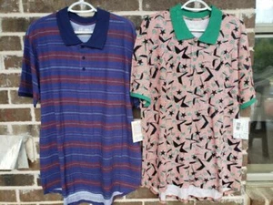 LuLaRoe Mens Lot Of 2 Polo Shirt Multicolor Stripe Star 100% Cotton Top L New - Picture 1 of 7