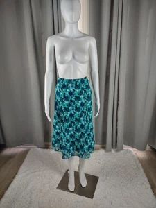 Gonna donna Jones Wear blu, verde floreale foderata con zip laterale A-Line taglia 12 (nuova con etichette) - Foto 1 di 11