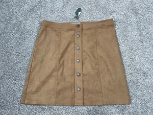 Abercrombie & Fitch Skirt Womens Medium Brown Mini Faux Suede Academia Prep NEW - Picture 1 of 8