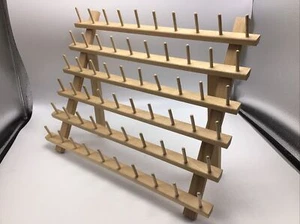 Thread Storage Rack 60 Spool Sewing Wooden Embroidery Crafts Organizer Wood - Picture 1 of 6