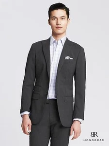 Banana Republic BR Monogram Gray Micro-Stripe Wool Blend Suit Jacket, Sz 42L - Picture 1 of 3