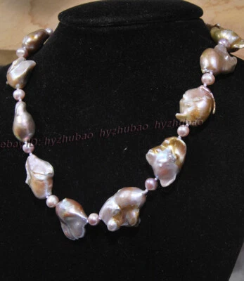 Collar nudo perlas barrocas naturales 16-25" 7-8 mm/20-30 mm Mar del Sur púrpura Foto 1 de 4