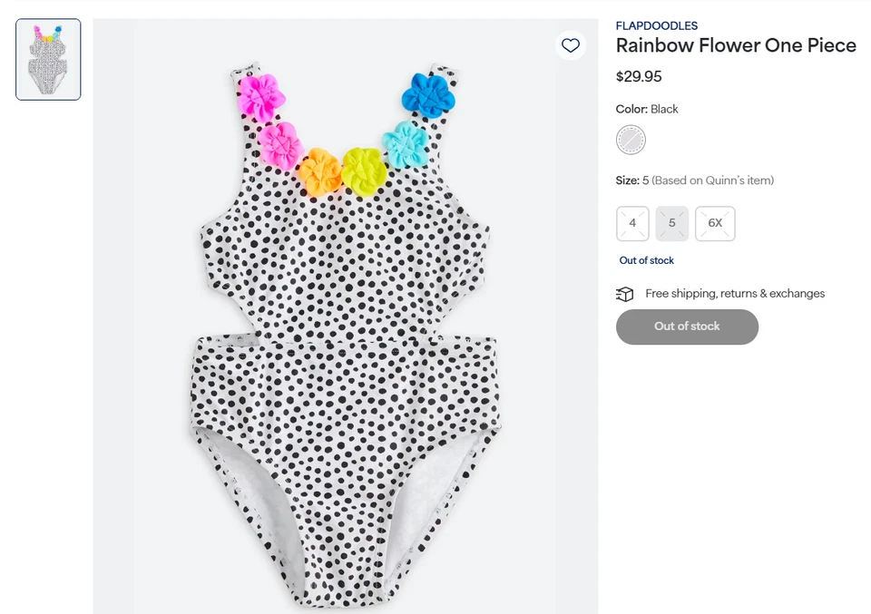 Flapdoodles Flor Arco Iris Una Pieza - Niñas Talla 5 - Usado Una Vez - Fijación de Puntada Foto 1 de 4