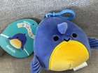 Squishmallows Official Kellytoy 3.5 Clip On Swish the Swordfish Plush Toy Blue