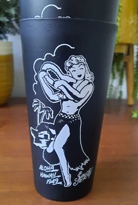 4 x Sailor Jerry Hola Girl Lady Black Tumblers - Aloha Hawaii 1949 Plastic Cups - Picture 1 of 4