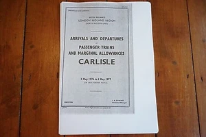 1976 Fascimilie Carlisle Arrivals Departures Railway Timetable Trip Notice - Picture 1 of 7
