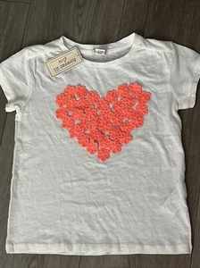 Forever 21 Girls Tee T-Shirt Size 7/8 Short Sleeve Cotton Heart Crew Neck NWT - Picture 1 of 3