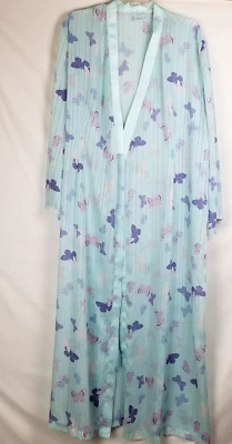 Bata íntima para mujer Cabernet con patrón de mariposa verde azulado talla L Foto 1 de 4