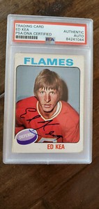 1975-76 OPC SIGNED AUTO ROOKIE CARD ED KEA ATLANTA FLAMES BLUES  PSA DNA # 383