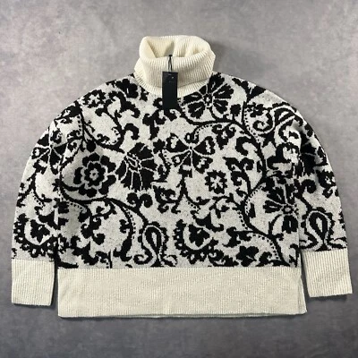 Suéter Hobbs London Mujer Mediano Lana Mezcla Alpaca Jacquard Cuello Alto Nuevo con Etiquetas $250 Foto 1 de 4