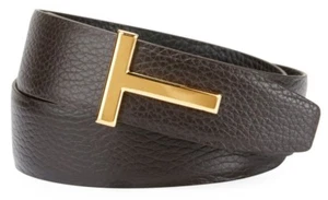 Cinturón Icono Tom Ford Signature Hebilla en T Reversible Negro Marrón 3 cm 42" EU 110 cm - Imagen 1 de 10