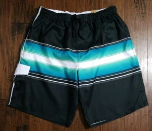 Burnside Swim Trunks Mens Xl Nwt Black Green (Inventory M24) - Picture 1 of 7