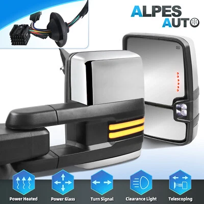 Switchback Chrome Power Heated Tow Mirrors For 14-18 Chevy Silverado GMC Sierra - Image 1 of 4