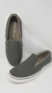Eddie Bauer Canvas Shoes Size 8 Slip On Boat Flats Sneakers Gray Ladies