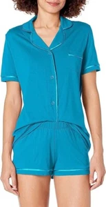 COSABELLA 9622 BELLA SHORT SLEEVE TOP & BOXER PAJAMA SET IN HIMALAYAN SKY LARGE - Picture 1 of 5