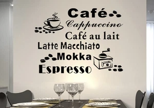 WandTattoo Wandsticker WandSpruch CAFE COFFEE KAFFEE Mühle KÜCHE KF05 - Picture 1 of 3