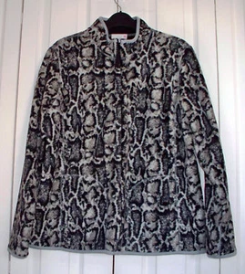 NUOVO CAPPOTTO GIACCA PILE MORBIDO TINTA UNITA NERO STAMPA ANIMALIER PITONE REVERSIBILE MEDIO - Foto 1 di 3