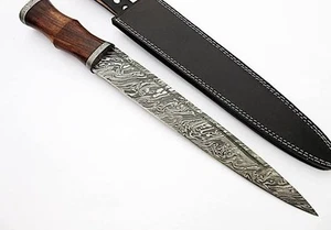Cuchillo de acero Damasco hecho a mano, cuchillo de hoja Dirk escocés Full Tang con funda - Imagen 1 de 5