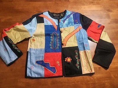 Chaqueta bohemia Alex Kim mezclada con botones de cuentas de vidrio y retazos pequeña colorida India  Foto 1 de 4