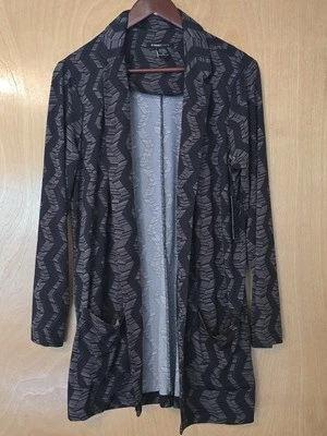 Nuevo con etiquetas Cárdigan Robert Louis Mujer M Negro/Carbón Chevron Frente Abierto Chaqueta $38   Foto 1 de 4