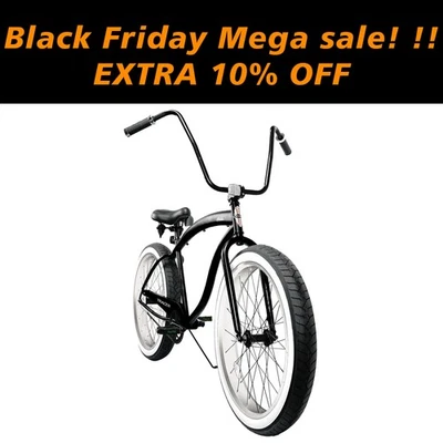 Tracer Avalon 26'' Men Cruiser Bike Matte Black 1 Speed City Bicycle Fat Tires - Image 1 of 4