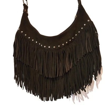 MAE AND J Purse/Handbag Fringe Silver Studs Fringe Brown Boho Western Hobo - Image 1 of 4