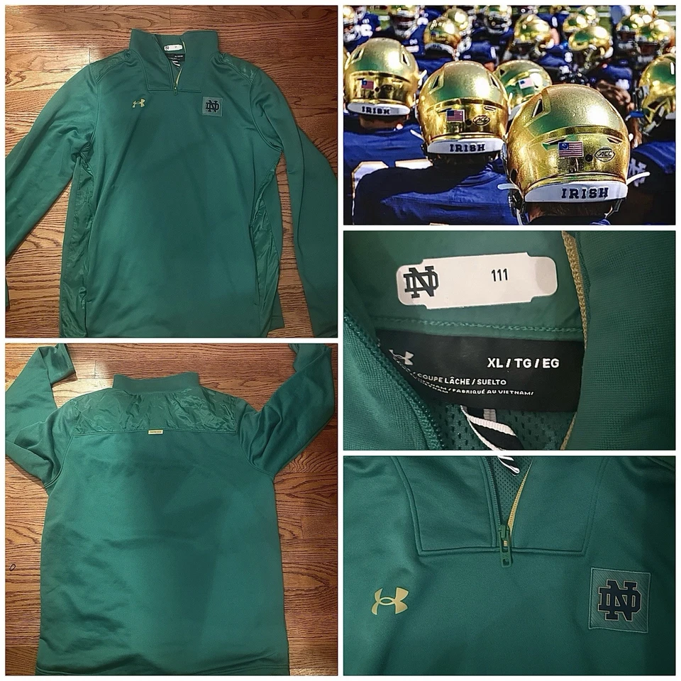 Notre Dame Equipo de Fútbol Emitido Under Armour Entrenadores Chaqueta de Viaje Juego XL Kelly Foto 1 de 1