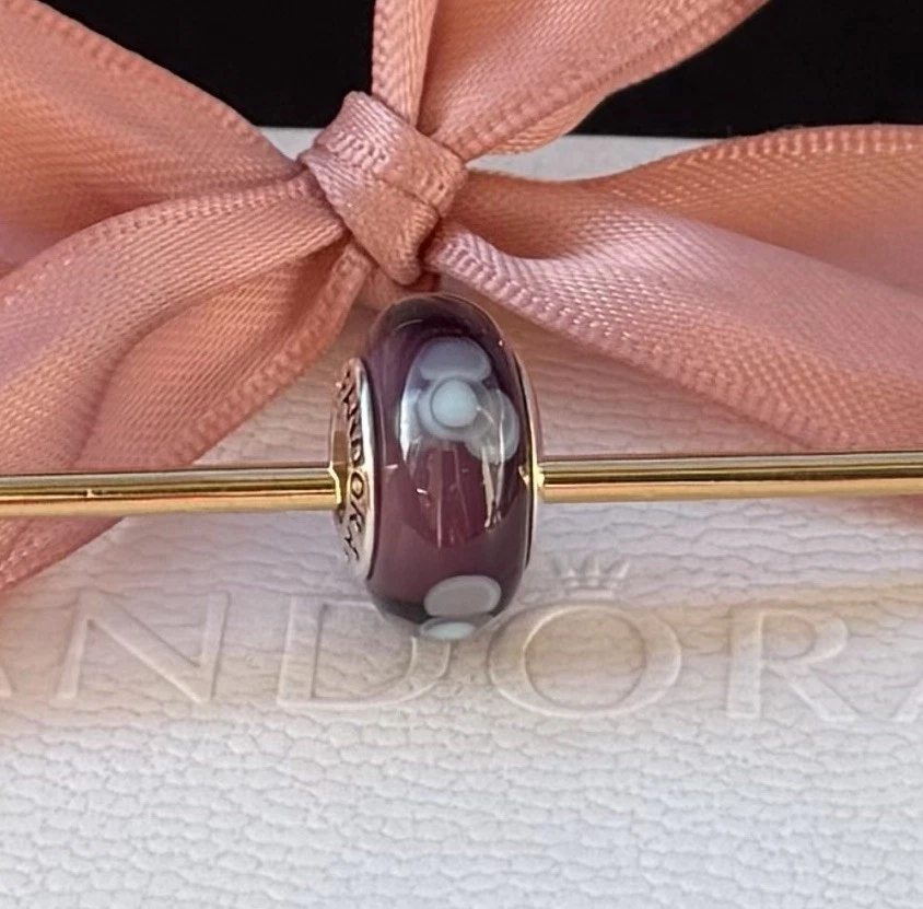 Original Pandora Murano „Blumen“ lila, 925 silber #790643 - Bild 1 von 4