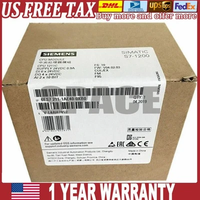 Novo Siemens 6ES7 211-1AE40-0XB0 6ES7211-1AE40-0XB0 CPU 1211C EUA LIVRE DE IMPOSTOS - Imagem 1 de 3