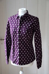 Campus Bluse Shirt bordeaux rot dunkel Pudel Motiv animalprint Business Gr. 36 S - Bild 1 von 4
